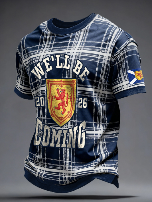 Men's Scotland Football Lover Tartan Army Printed T-shirt