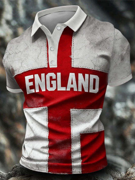 Men's England Football Lover Lions Printed Casual Tops