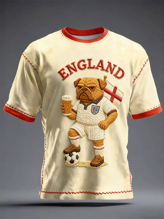 Men's England Football Lover Lions Printed T-shirt