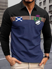 Men's Scotland Rugby Lover Printed Zip-Up Tops