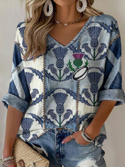 Women's Scotland Rugby Lover Printed Waffle Tops