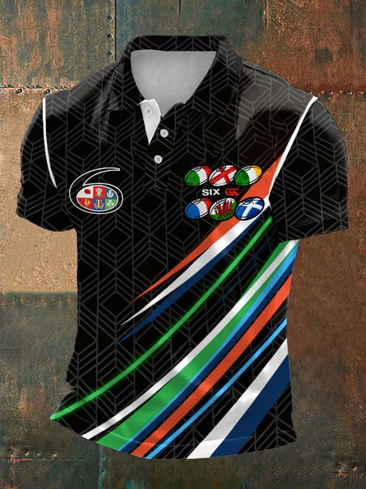 Men's Rugby Lover Game of Nations Printed Casual Tops