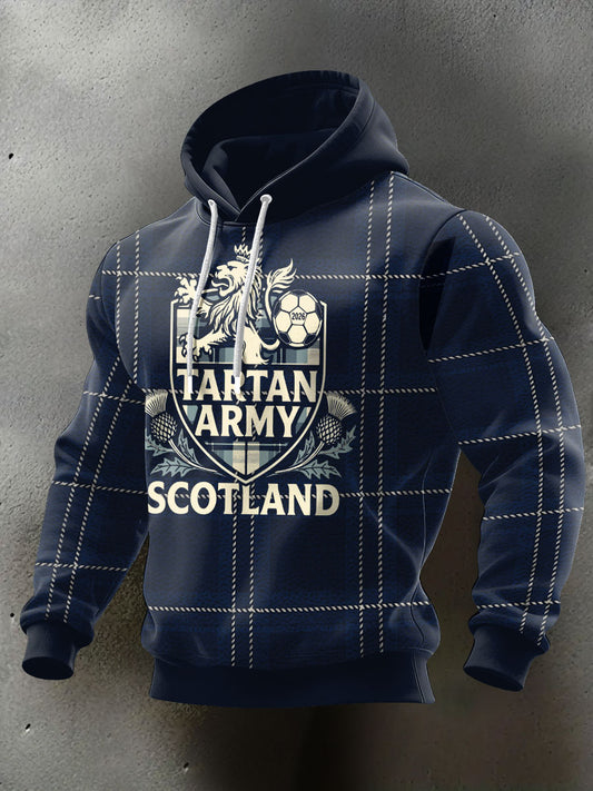 Men's Scotland Football Lover Tartan Army Printed Hoodie