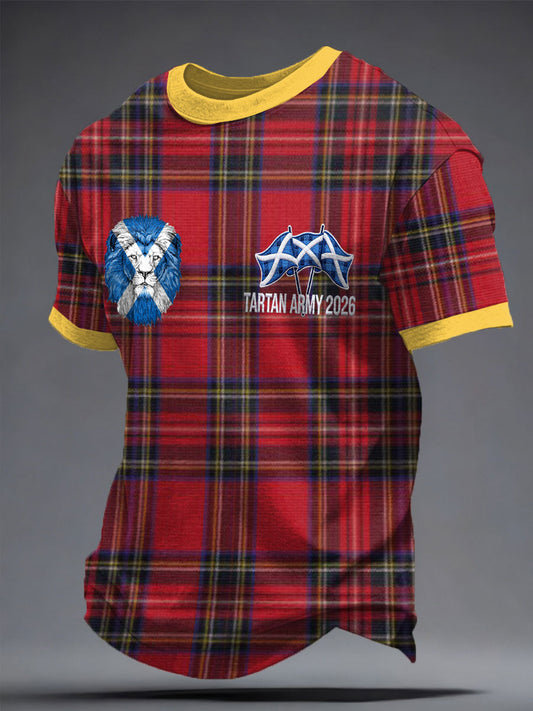 Men's Scotland Football Lover Tartan Army Printed T-shirt