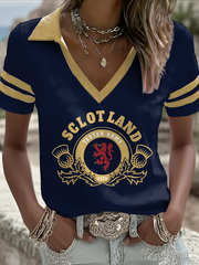 Women's Scotland Football Lover Tartan Army Printed T-shirt