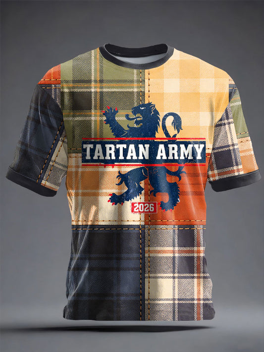 Men's Scotland Football Lover Tartan Army Printed T-shirt