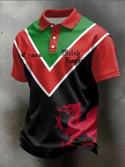 Men's Wales Welsh Rugby Lover Printed Casual Tops