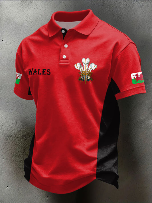 Men's Wales Welsh Rugby Lover Printed Casual Tops