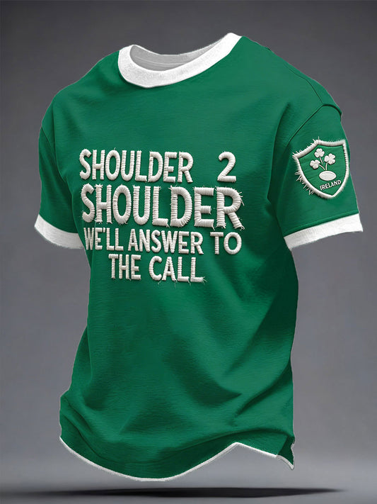 Men's Ireland Rugby Lover Shouler 2 Shoulder Printed T-shirt