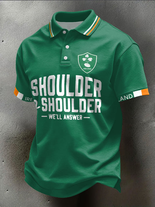 Men's Ireland Rugby Lover Shouler 2 Shoulder Printed Casual Tops