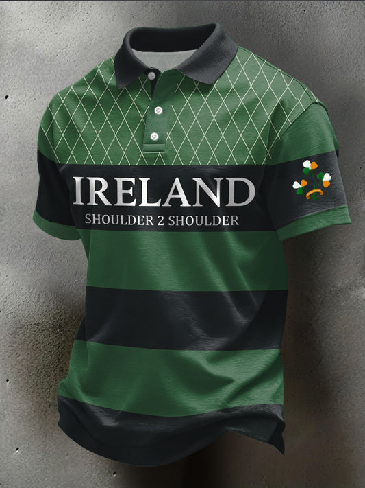 Men's Ireland Rugby Lover Shouler 2 Shoulder Printed Casual Tops