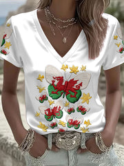 Women's Wales Welsh Rugby Art Printed T-shirt