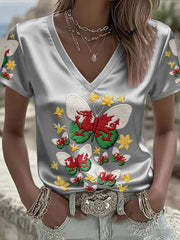 Women's Wales Welsh Rugby Art Printed T-shirt