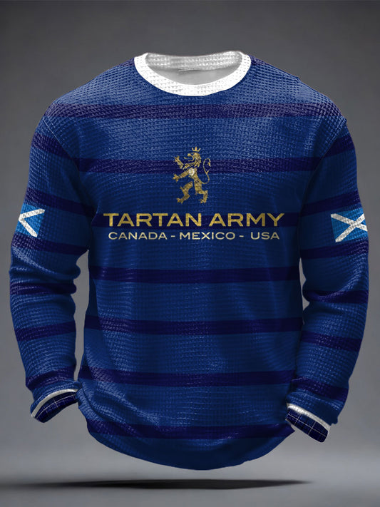 Men's Scotland Football Lover Tartan Army Printed Waffle Tops