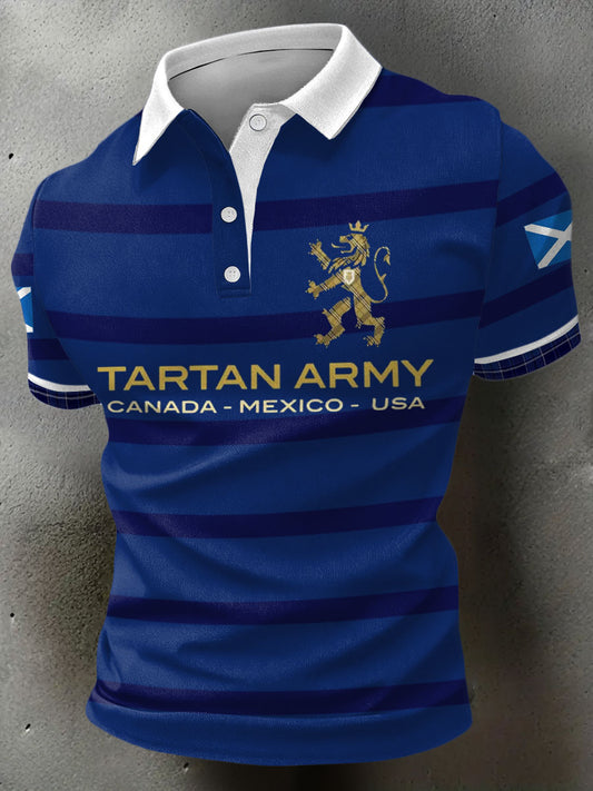Men's Scotland Football Lover Tartan Army Printed Casual Tops