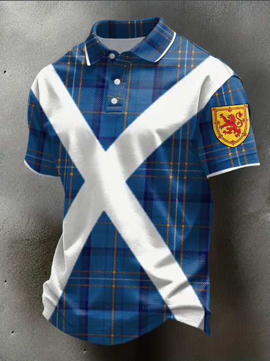 Men's Scotland Football Lover Tartan Army Printed Casual Tops