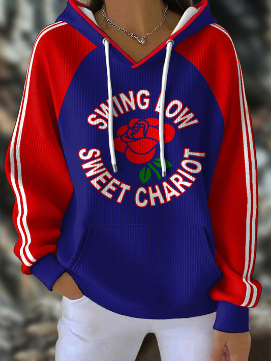 Women's England Rugby Lover Rose Art Printed Hoodie