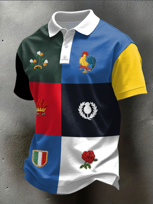 Men's Nations of Rugby Lover Printed Casual Tops