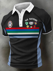 Men's 6 Nations Rugby Art Printed Casual Tops
