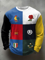 Men's 6 Nations Rugby Art Printed Waffle Tops