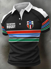 Men's 6 Nations Rugby Art Printed Casual Tops