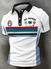 Men's 6 Nations Rugby Art Printed Casual Tops
