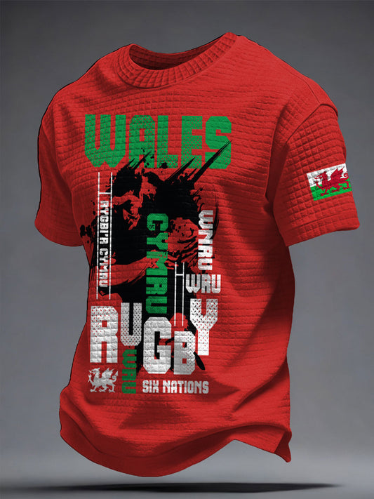 Men's s Wales Welsh Rugby Lover Dragon Art Printed T-shirt