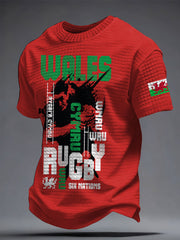 Men's s Wales Welsh Rugby Lover Dragon Art Printed T-shirt