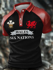 Men's Wales Welsh Rugby Lover Dragon Art Printed Casual Tops