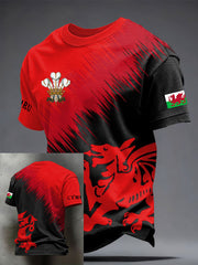 Men's s Wales Welsh Rugby Lover Dragon Art Printed T-shirt