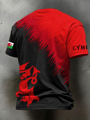 Men's s Wales Welsh Rugby Lover Dragon Art Printed T-shirt