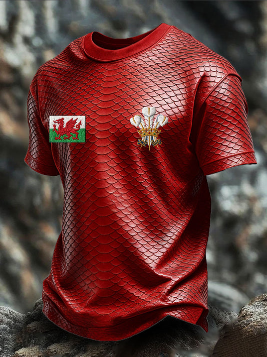 Men's s Wales Welsh Rugby Lover Dragon Art Printed T-shirt