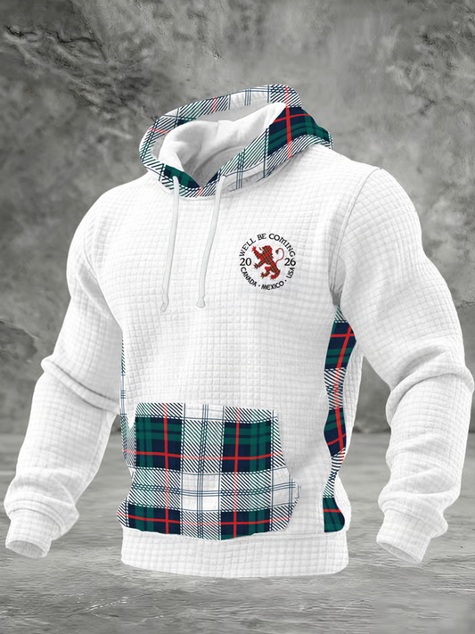 Men's UK Football Lover Scotland Printed Checkered Cotton Hoodie