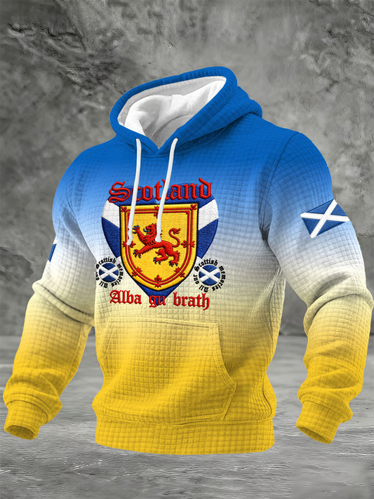 Men's UK Football Lover Scotland Printed Checkered Cotton Hoodie