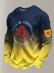 Men's UK Football Lover Scotland Printed Waffle Long Sleeve Top