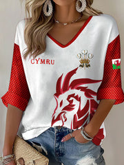 Women's Wales Welsh Lover Printed Waffle Tops