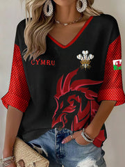 Women's Wales Welsh Lover Printed Waffle Tops