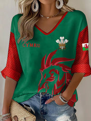 Women's Wales Welsh Lover Printed Waffle Tops