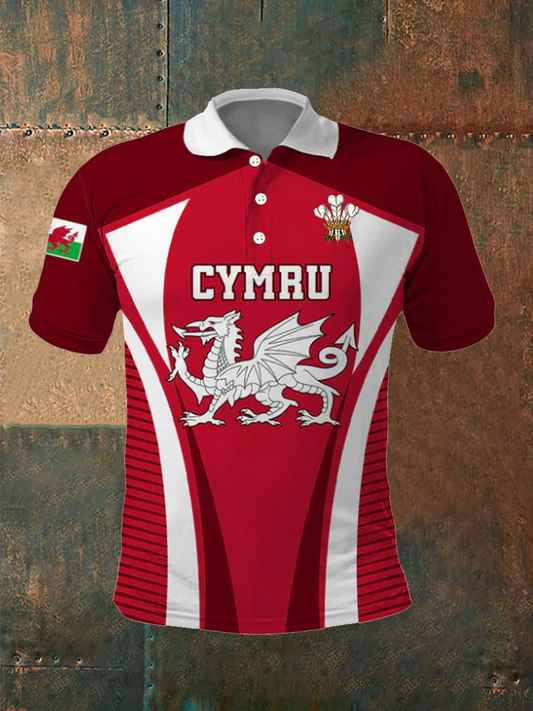 Men's Welsh rugby Lover Printed polo shirt