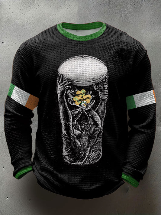 Men's Ireland Beer Rugby Lover Printed Waffle T-Shirt