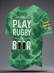 Men's Ireland Beer Rugby Lover Printed T-Shirt