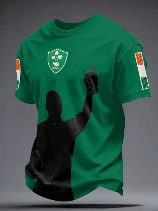 Men's Ireland Beer Rugby Lover Printed T-Shirt