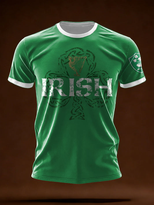 Men's Ireland Rugby Lover Shamrocks Printed T-shirt