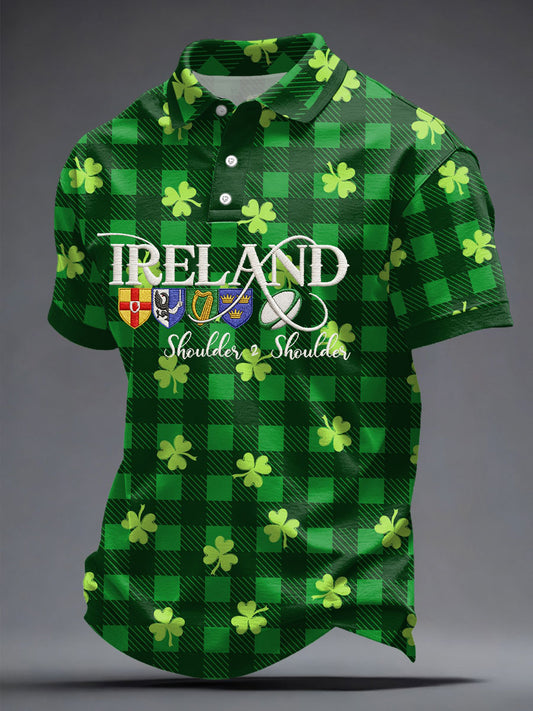 Men's Ireland Rugby Lover Shamrocks Printed Casual Tops