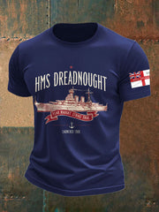 Men's British HMS Dragon Printed imitation cotton short-sleeved T-shirt