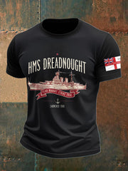 Men's British HMS Dragon Printed imitation cotton short-sleeved T-shirt