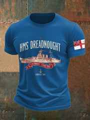 Men's British HMS Dragon Printed imitation cotton short-sleeved T-shirt