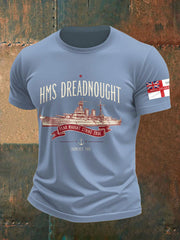 Men's British HMS Dragon Printed imitation cotton short-sleeved T-shirt
