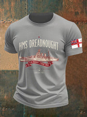 Men's British HMS Dragon Printed imitation cotton short-sleeved T-shirt