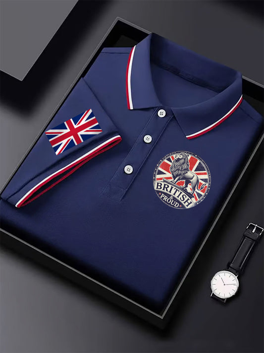 Men's Vintage England Flag Lion British Proud Casual Shirt